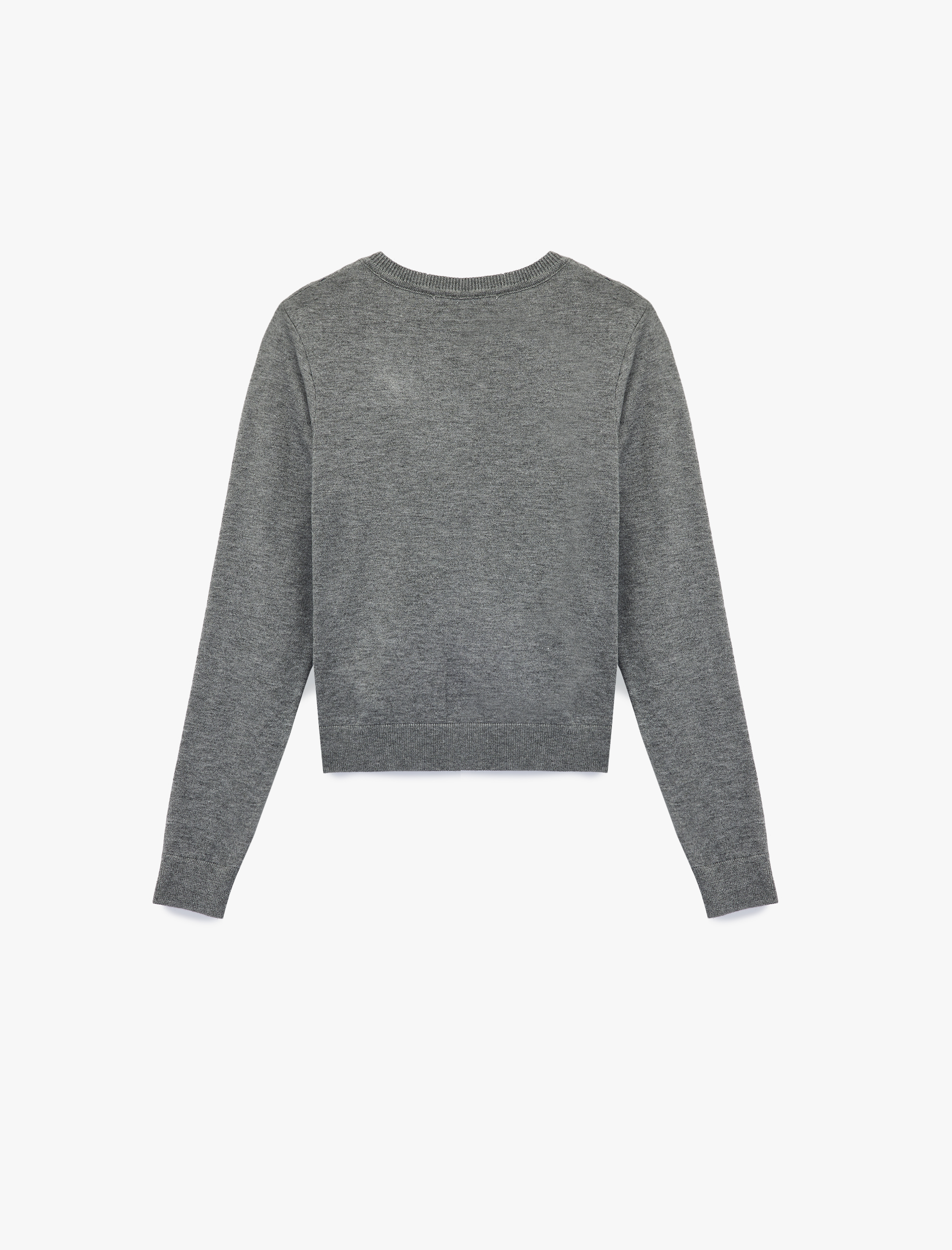   Düğmeli Uzun Kollu Bisiklet Yaka Baklava Desenli Triko Hırka