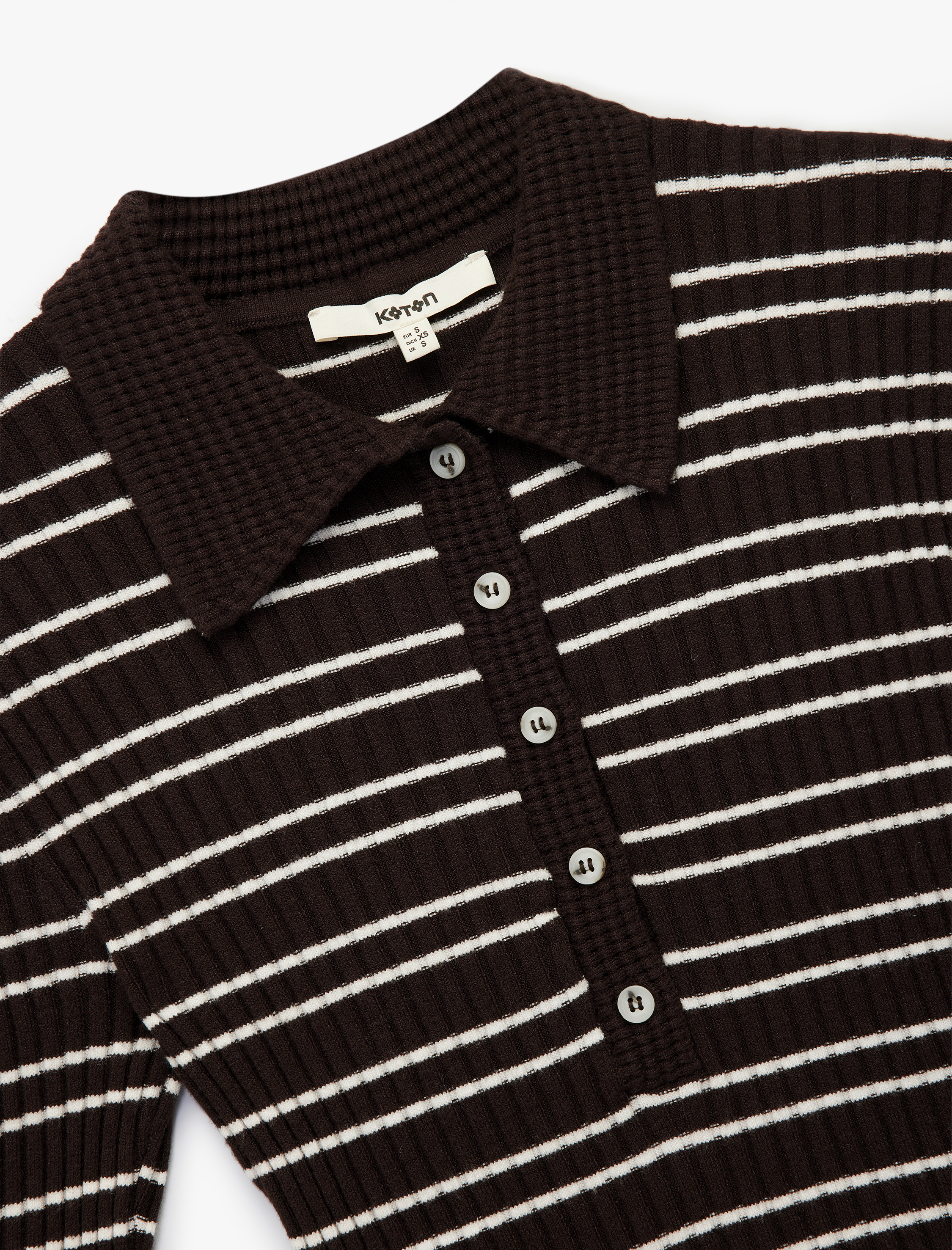   Yarım Düğmeli Kısa Kollu Polo Yaka Triko Kazak