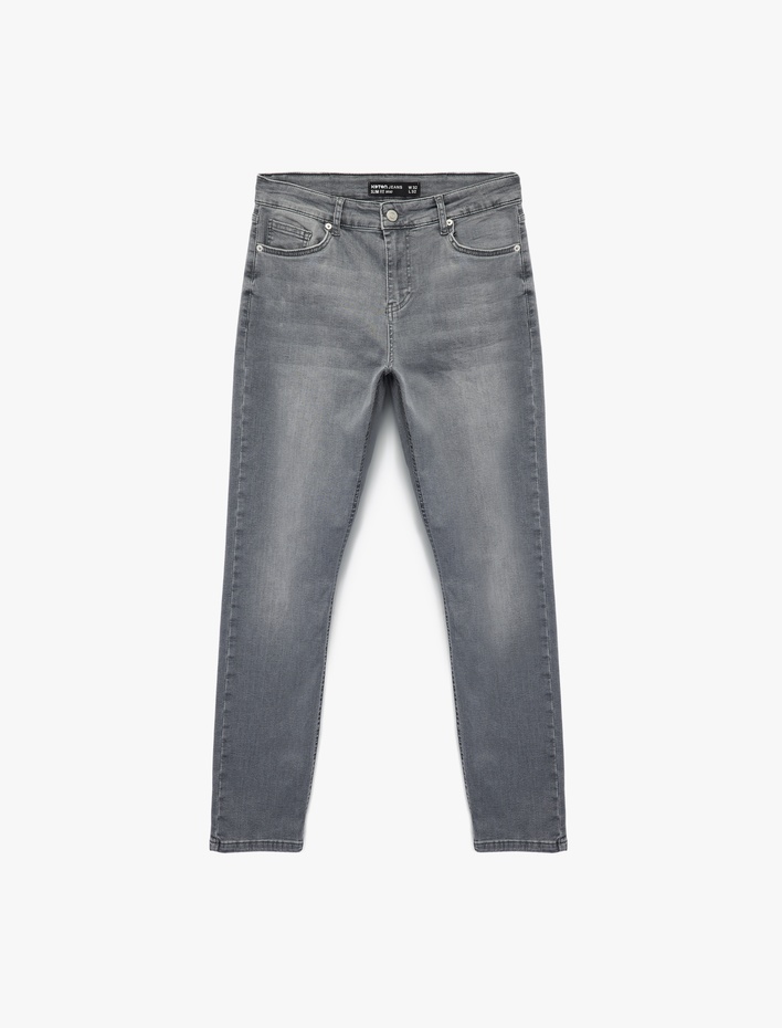  Pamuklu Normal Bel Düğmeli Slim Fit Jean Pantolon - Brad Jean