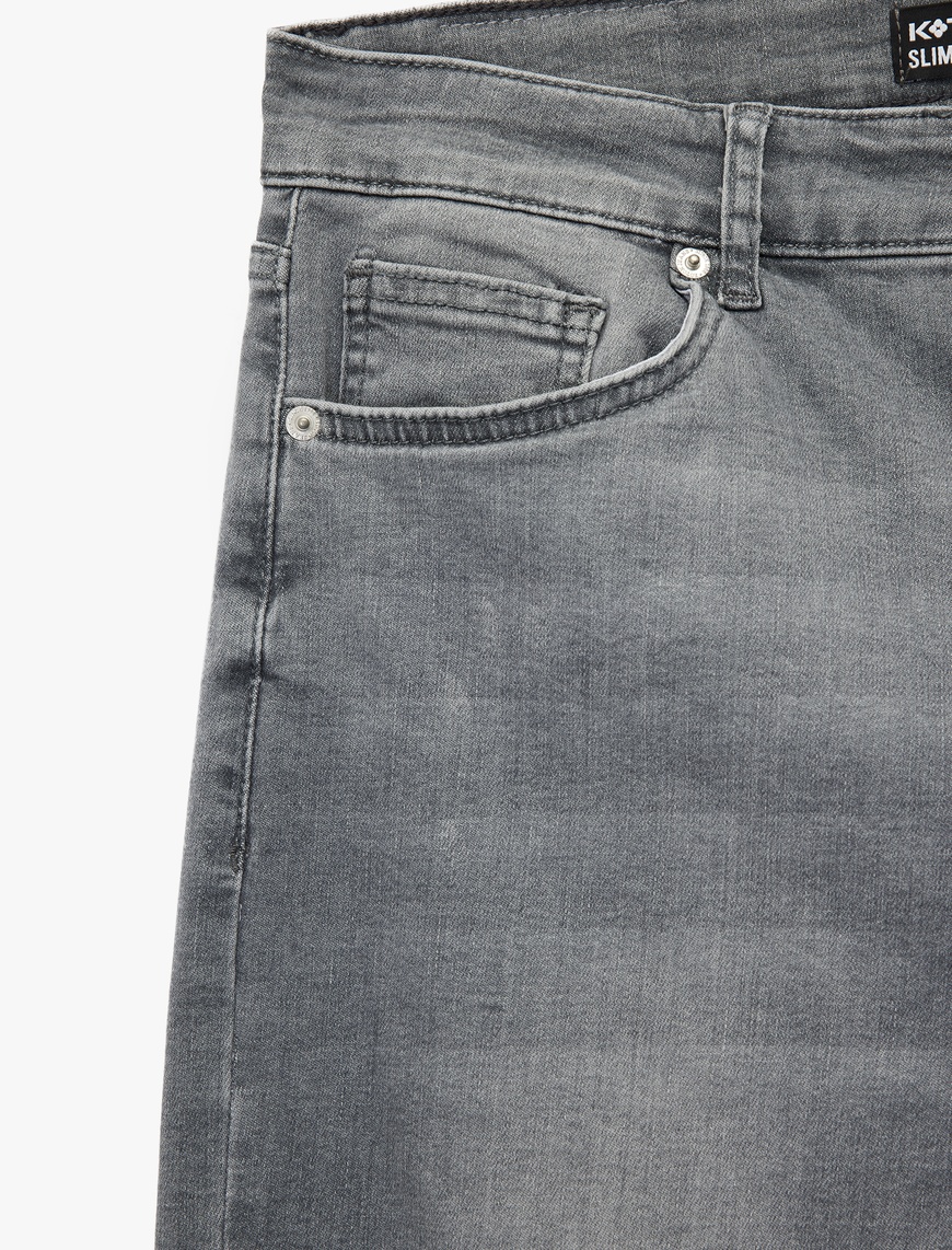   Pamuklu Normal Bel Düğmeli Slim Fit Jean Pantolon - Brad Jean