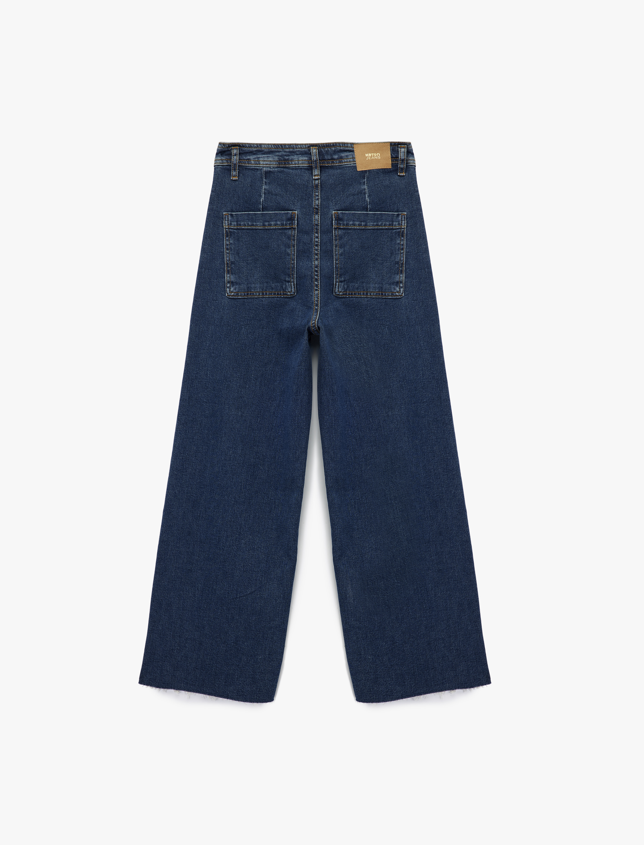   Yüksek Bel Düğmeli Geniş Kısa Paça Jean Pantolon - Culotte Jeans