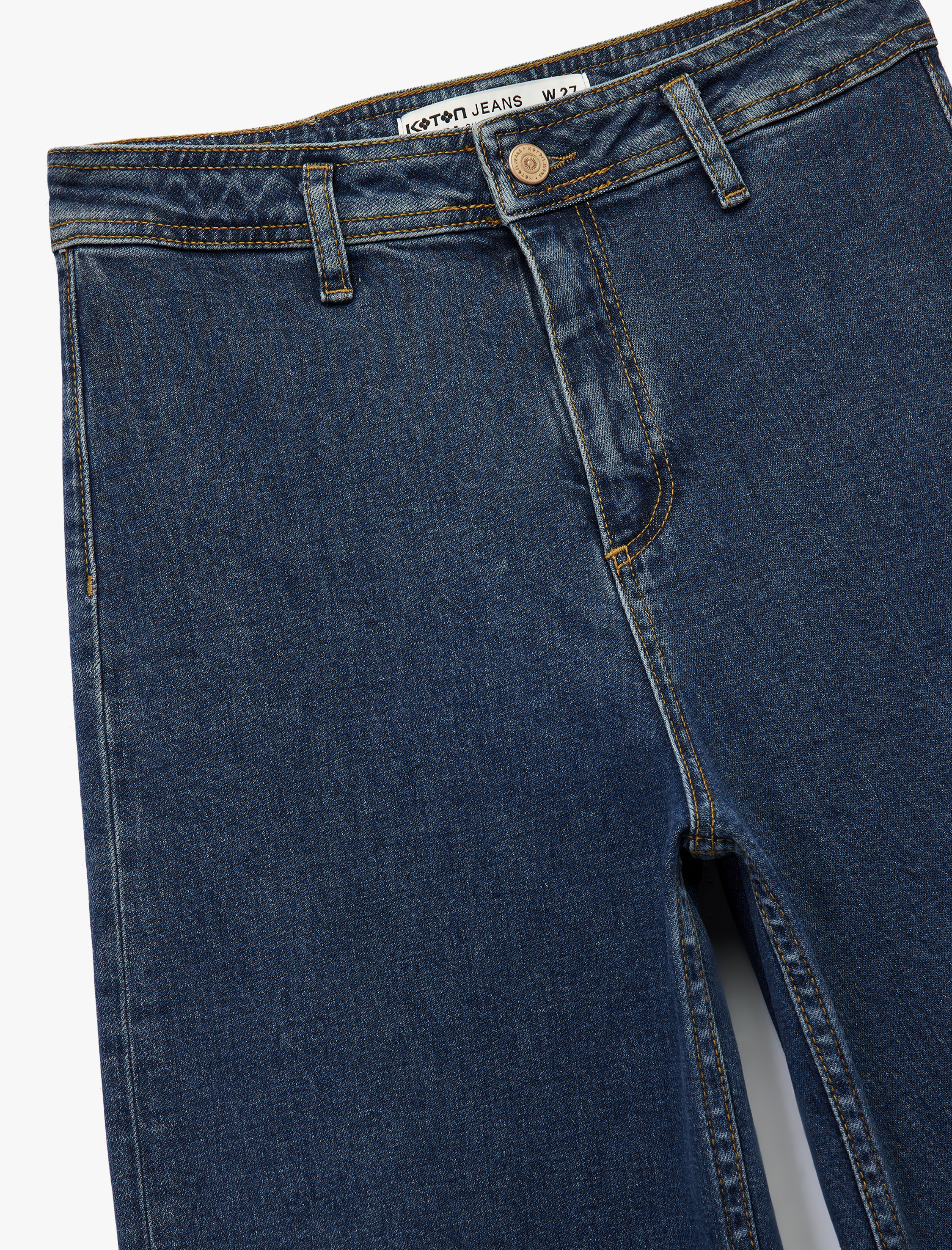   Yüksek Bel Düğmeli Geniş Kısa Paça Jean Pantolon - Culotte Jeans