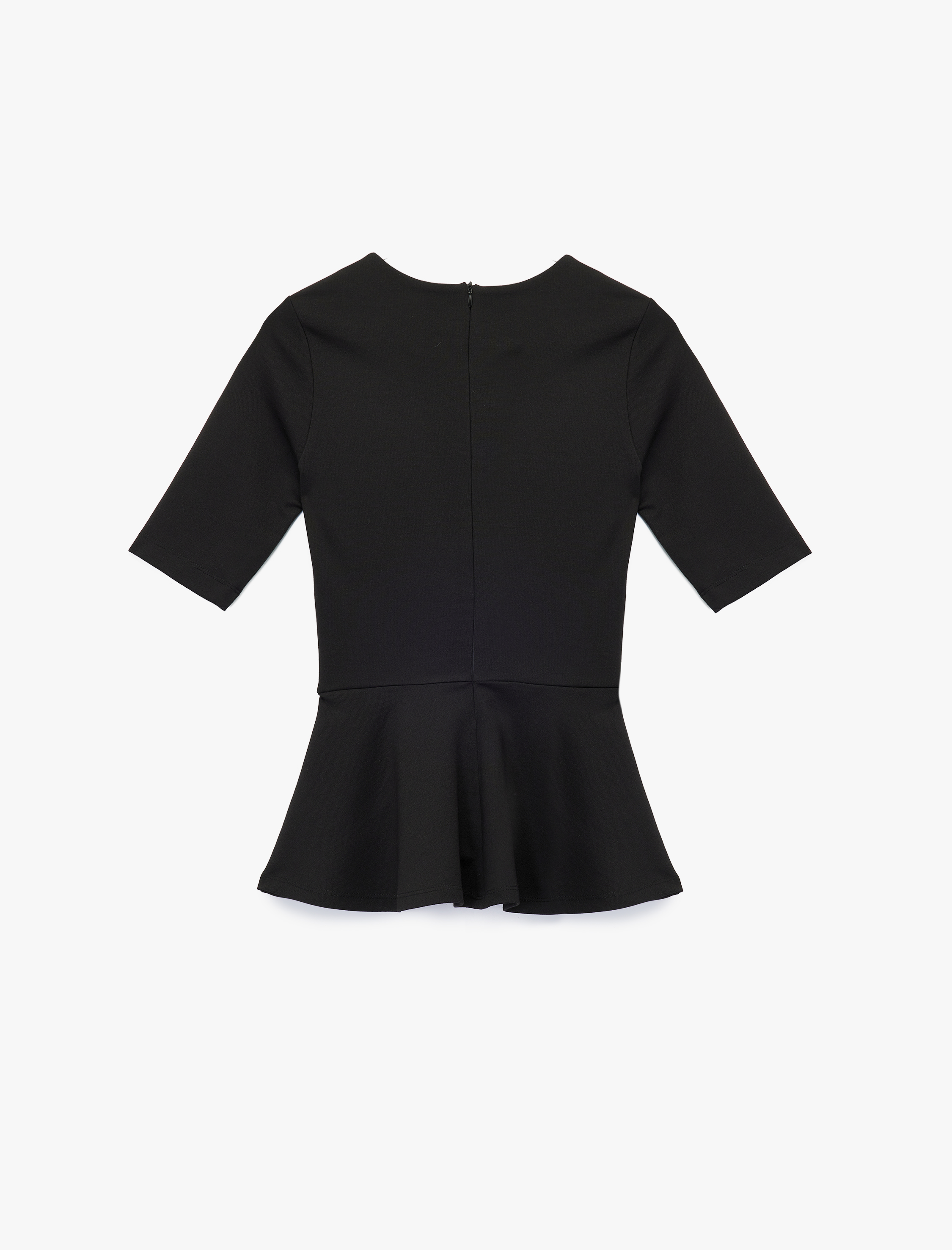   Slim Fit Kısa Kollu Bisiklet Yaka Peplum Bluz