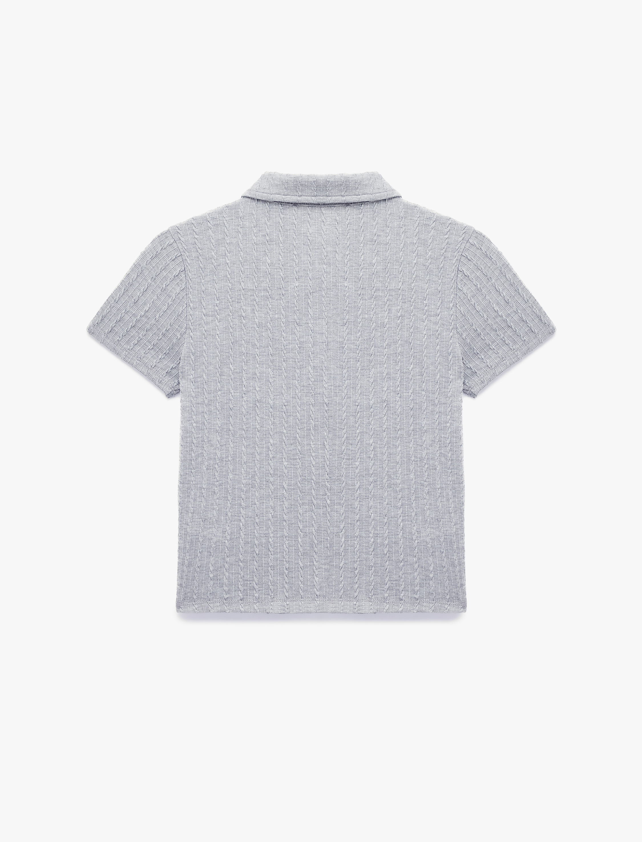   Slim Fit Saç Örgü Dokulu Kısa Kollu Fermuarlı Polo Yaka Tişört