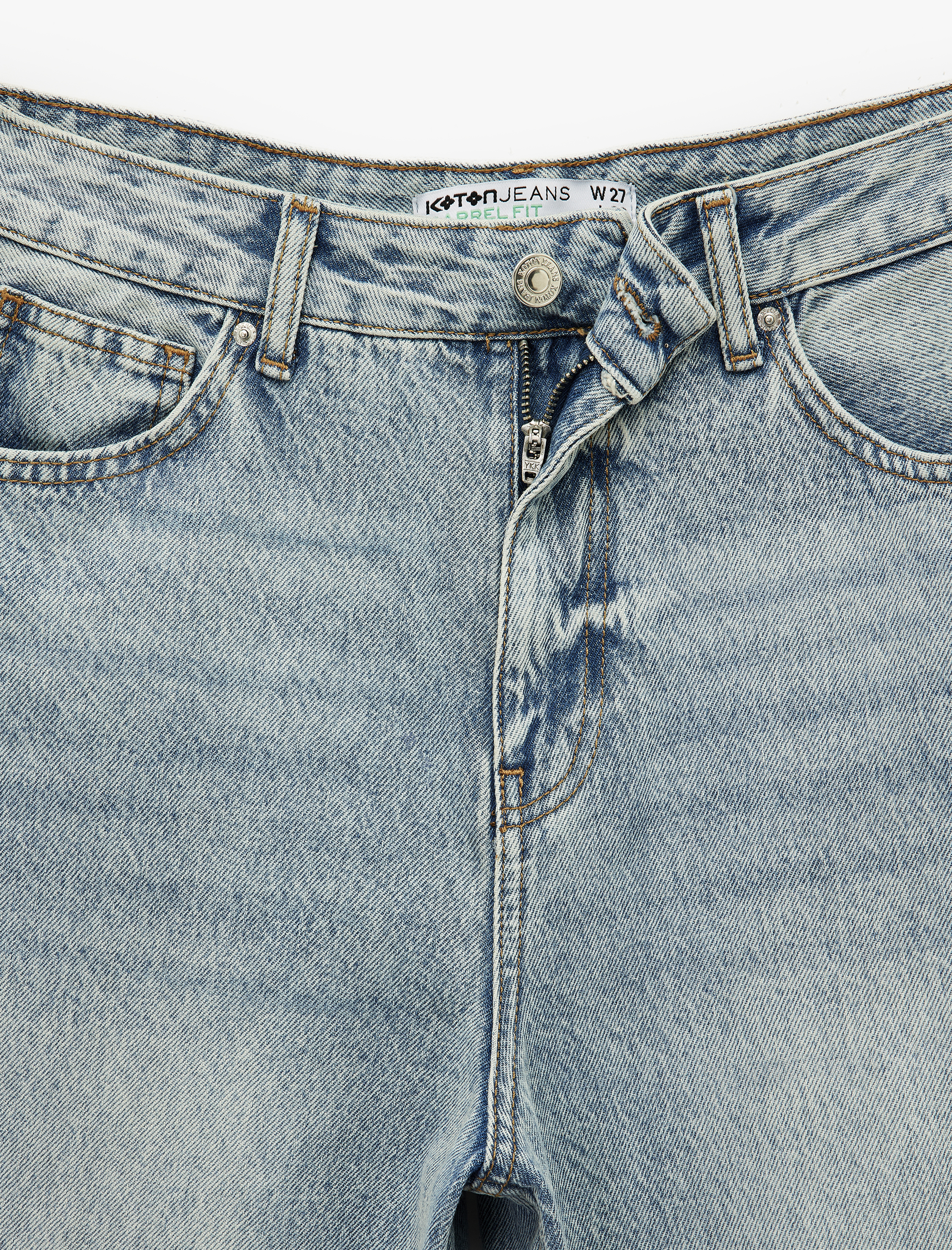 Pamuklu Rahat Kalıp Düğmeli Cepli Balon Jean Pantolon - Balloon Fit Jeans