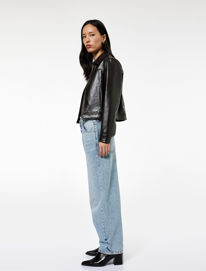  Pamuklu Rahat Kalıp Düğmeli Cepli Balon Jean Pantolon - Balloon Fit Jeans