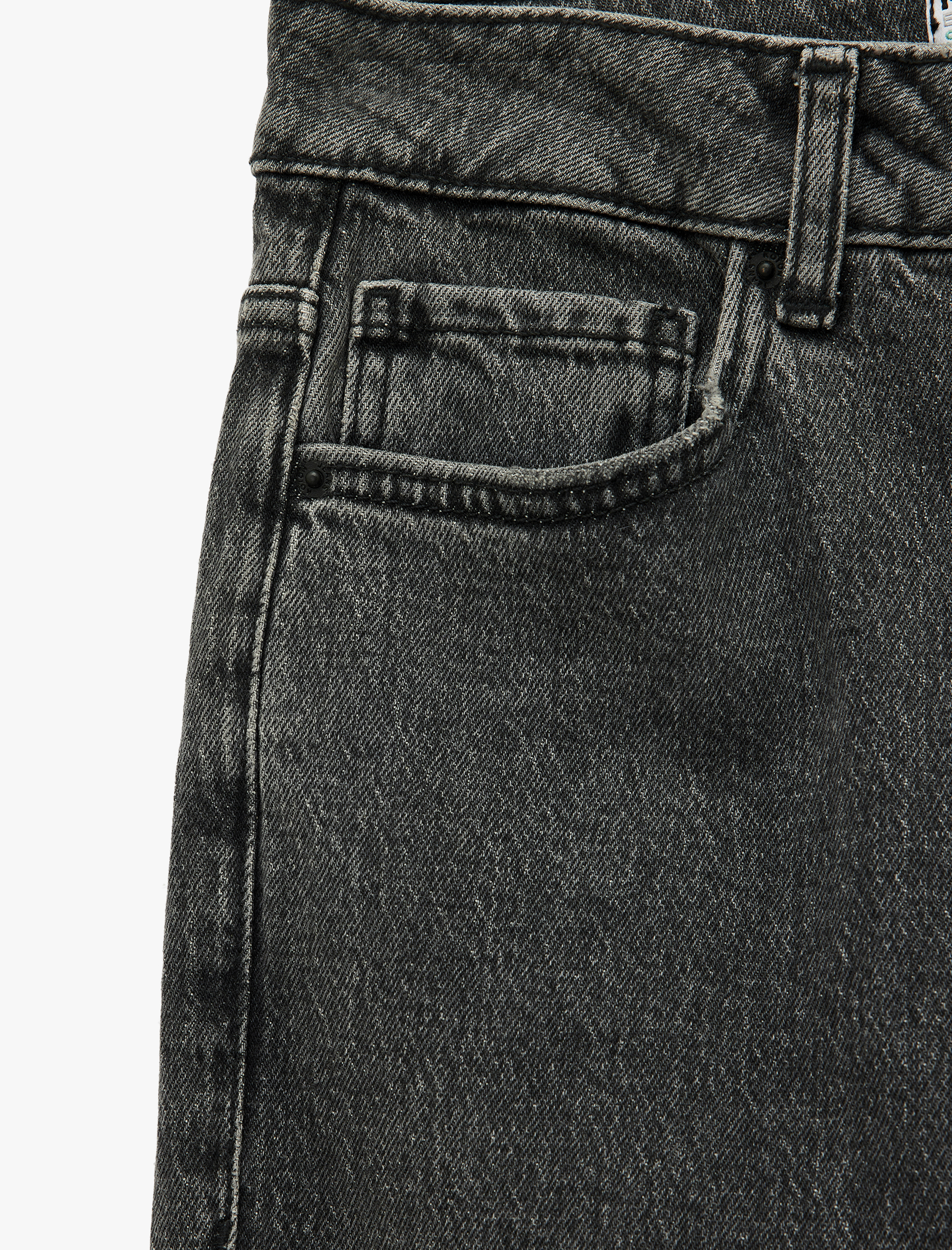 Slim Fit Cepli Düğmeli Pamuklu Yıkamalı Düz Paça Jean Pantolon - Straight Jeans