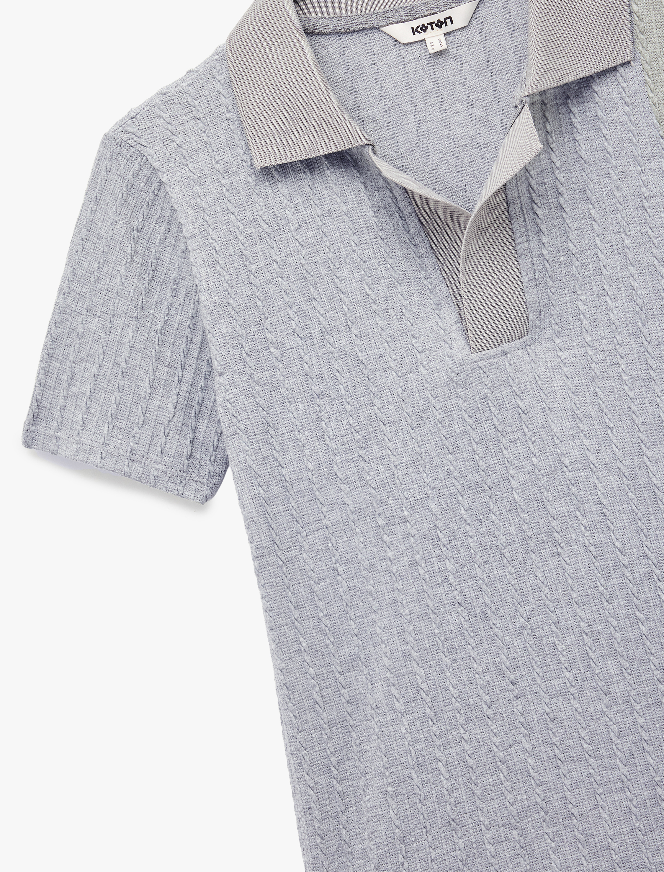   Regular Fit Saç Örgü Dokulu Kısa Kollu Polo Yaka Tişört