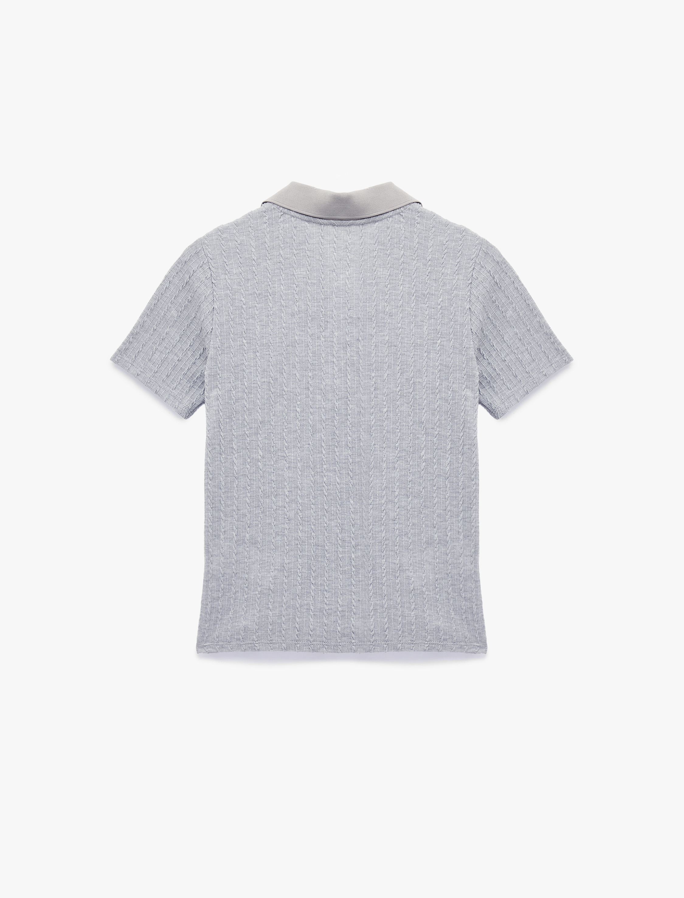   Regular Fit Saç Örgü Dokulu Kısa Kollu Polo Yaka Tişört