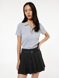 Regular Fit Saç Örgü Dokulu Kısa Kollu Polo Yaka Tişört