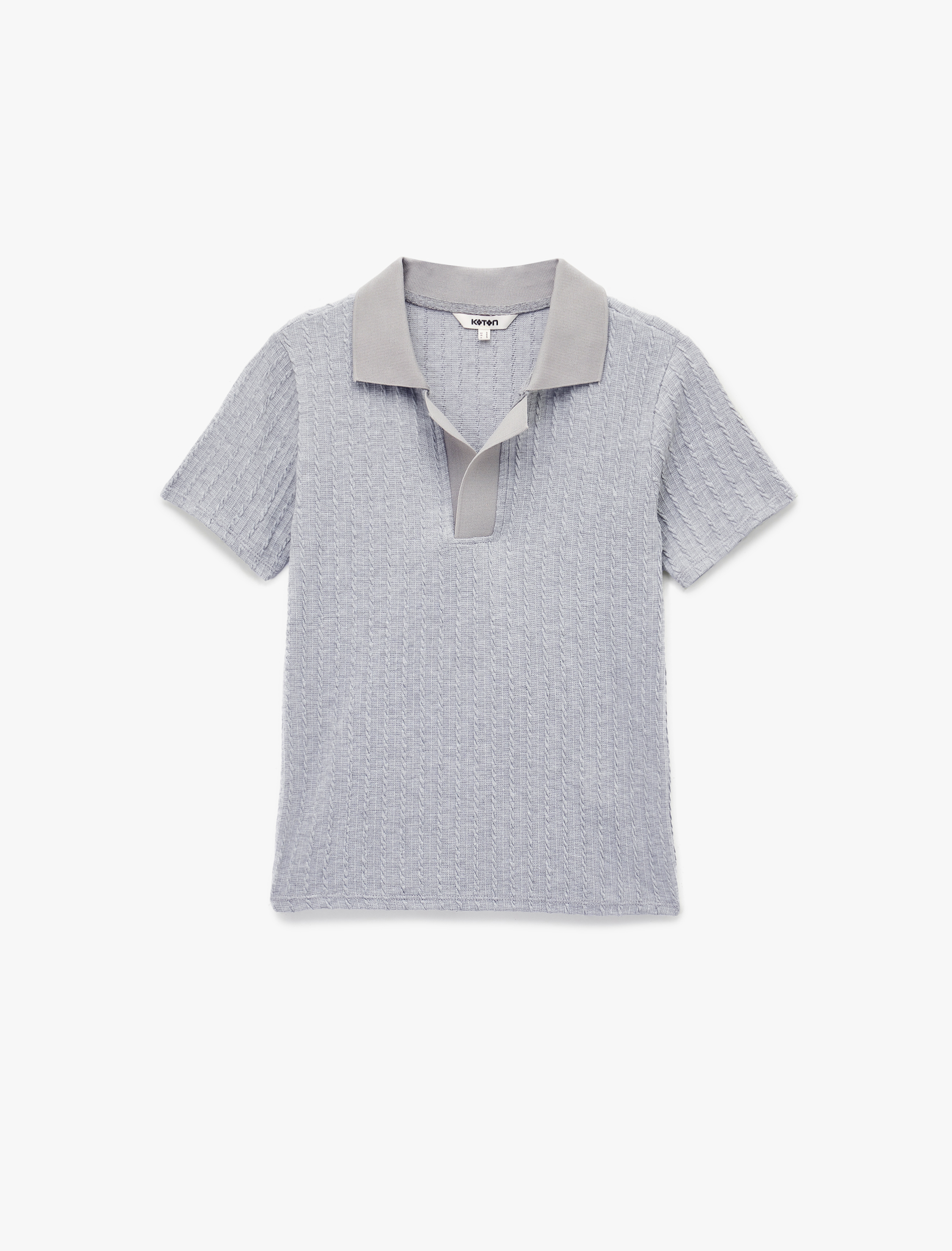   Regular Fit Saç Örgü Dokulu Kısa Kollu Polo Yaka Tişört