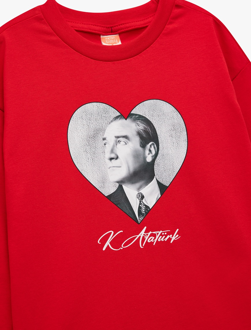  Kız Bebek Pamuklu Uzun Kollu Atatürk Baskılı Tişört
