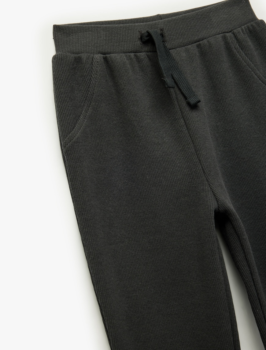  Erkek Bebek Pamuklu Şardonlu Beli Lastikli Basic Jogger Eşofman Altı