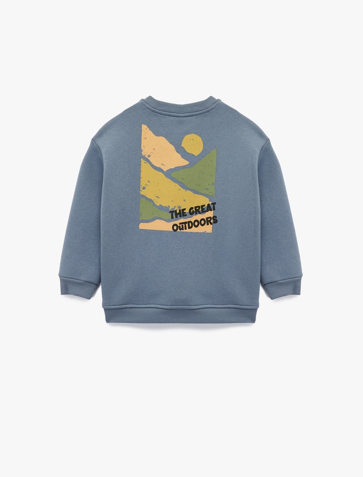 Erkek Bebek Baskı Detaylı Bisiklet Yaka Uzun Kollu  Sweatshirt