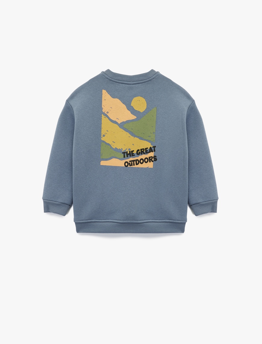  Erkek Bebek Baskı Detaylı Bisiklet Yaka Uzun Kollu  Sweatshirt