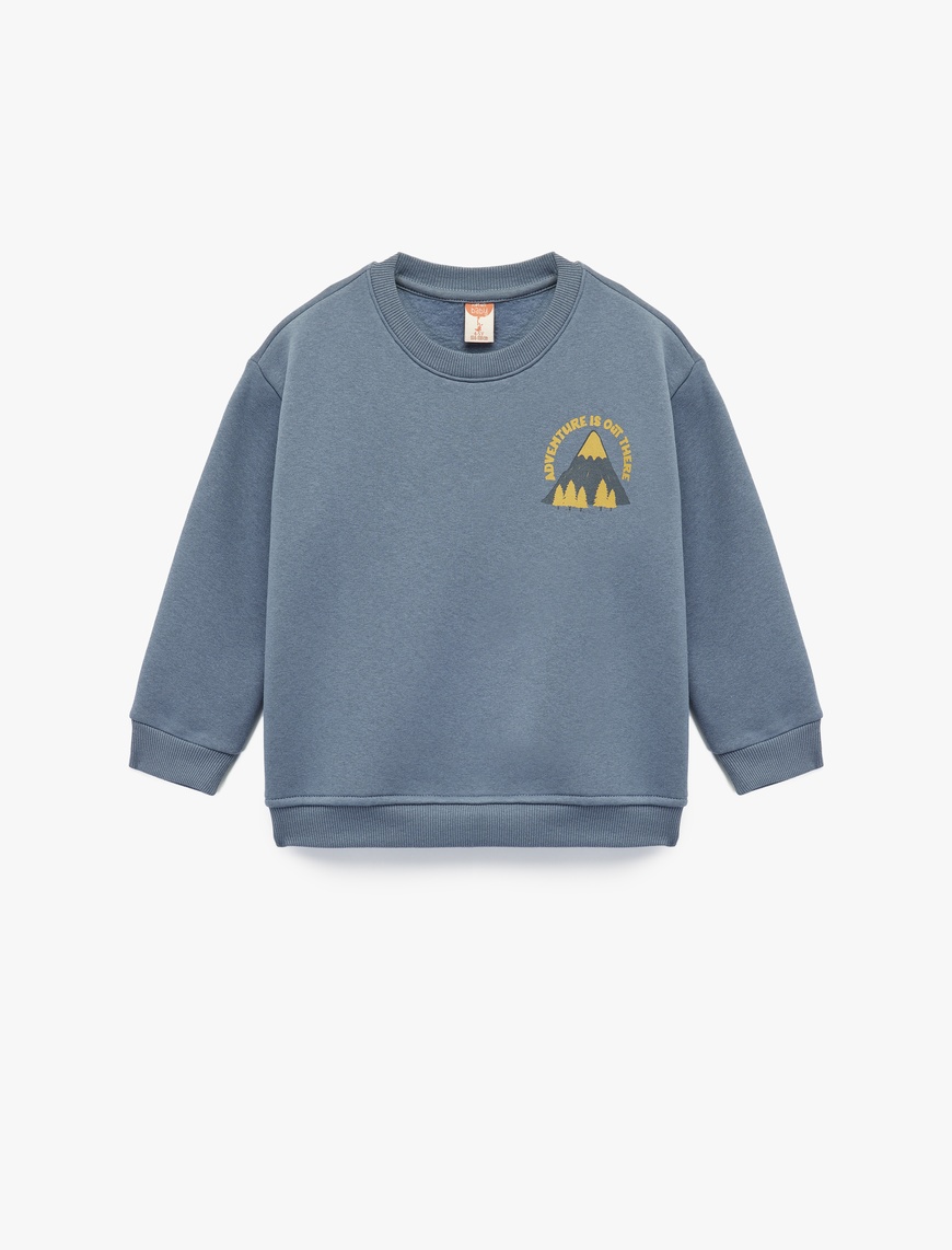  Erkek Bebek Baskı Detaylı Bisiklet Yaka Uzun Kollu  Sweatshirt