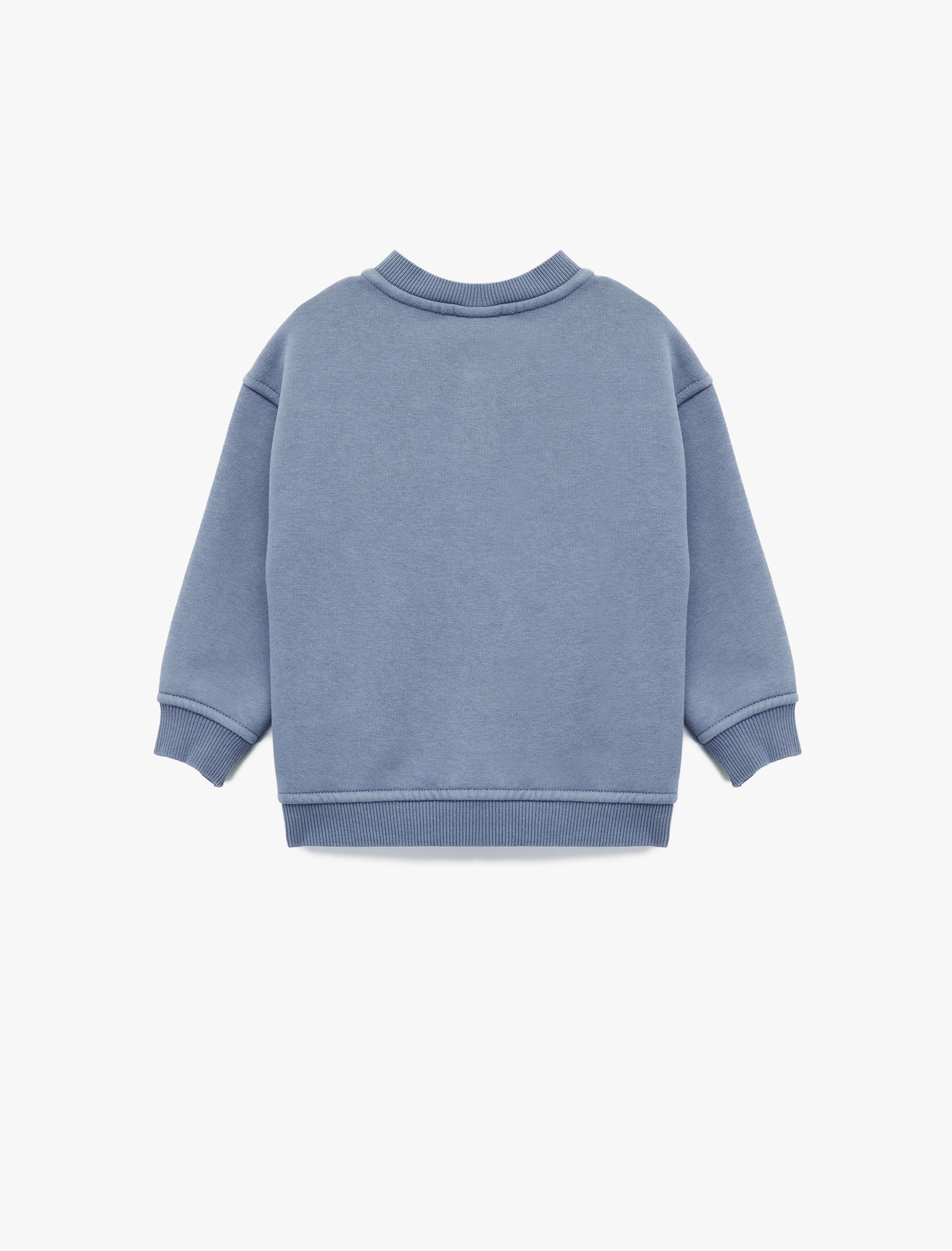  Erkek Bebek Düğme Detaylı Uzun Kollu Bisiklet Yaka Basic Sweatshirt