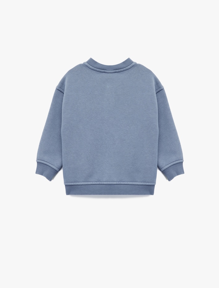 Erkek Bebek Düğme Detaylı Uzun Kollu Bisiklet Yaka Basic Sweatshirt