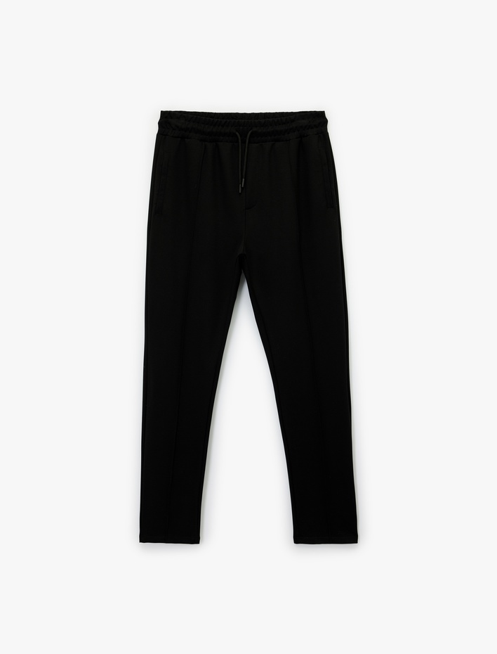  Viskon Cep Detaylı Beli Bağcıklı Spor Eşofman Altı