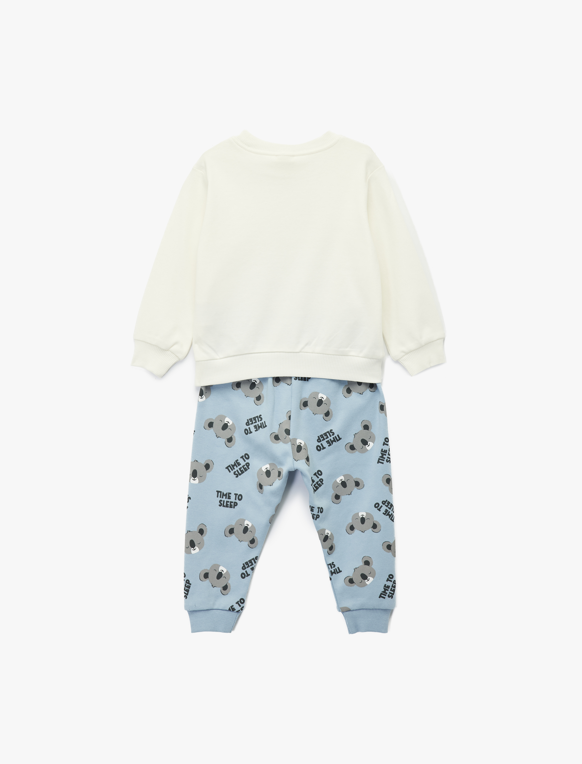  Erkek Bebek Koala Baskılı Uzun Kollu Bisiklet Yaka Pamuklu 2'li Pijama Takımı