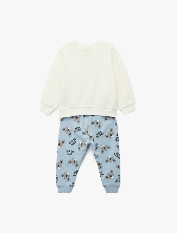 Erkek Bebek Koala Baskılı Uzun Kollu Bisiklet Yaka Pamuklu 2'li Pijama Takımı