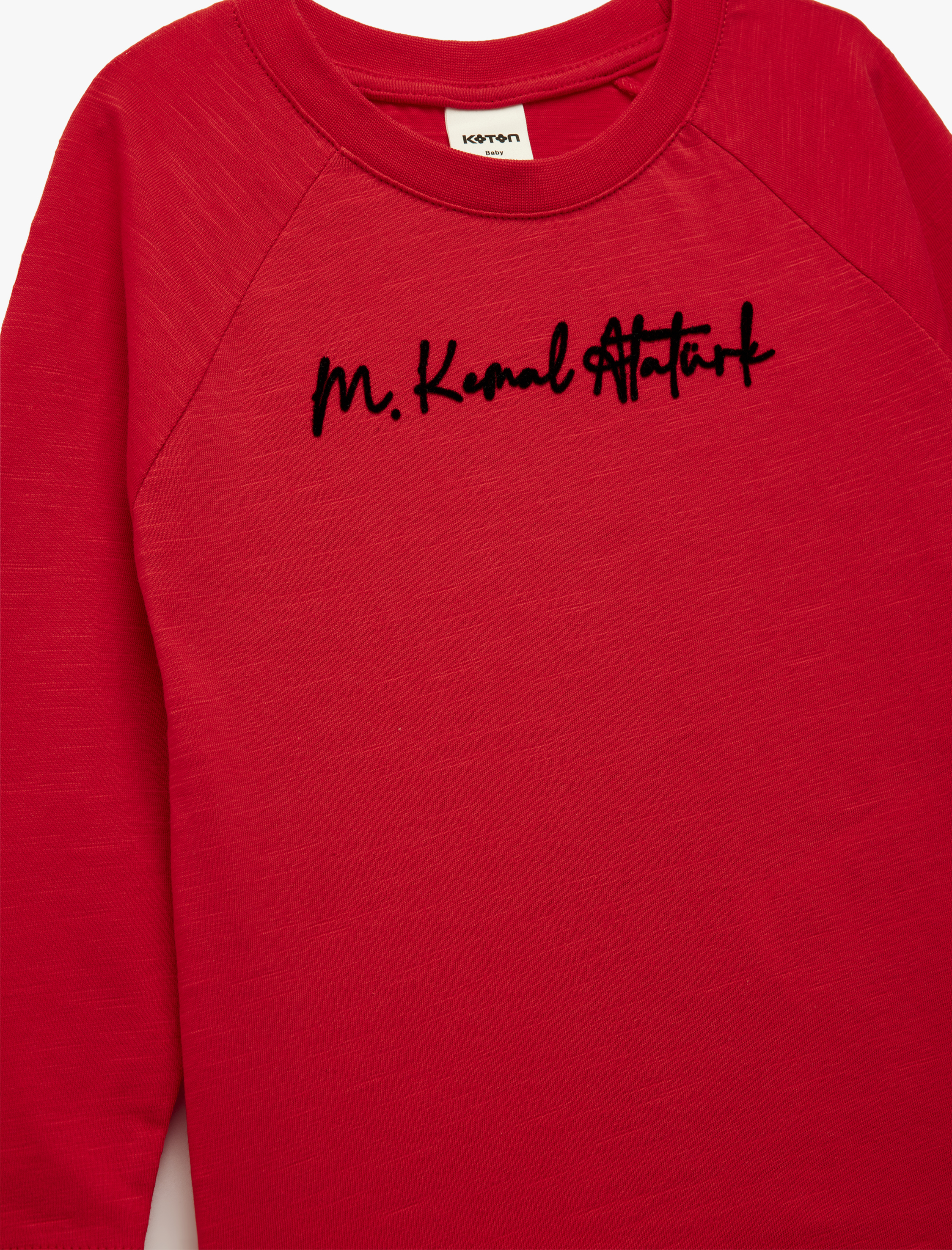  Erkek Bebek Uzun Kollu Bisiklet Yaka Atatürk Temalı Baskı Detaylı Pamuklu Tişört