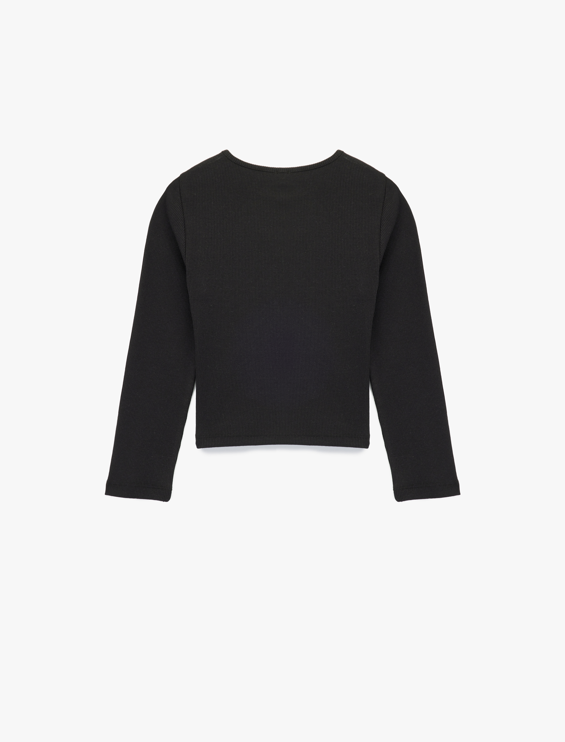  Kız Çocuk Pamuklu Fiyonk Baskılı Bisiklet Yaka Uzun Kollu Tişört