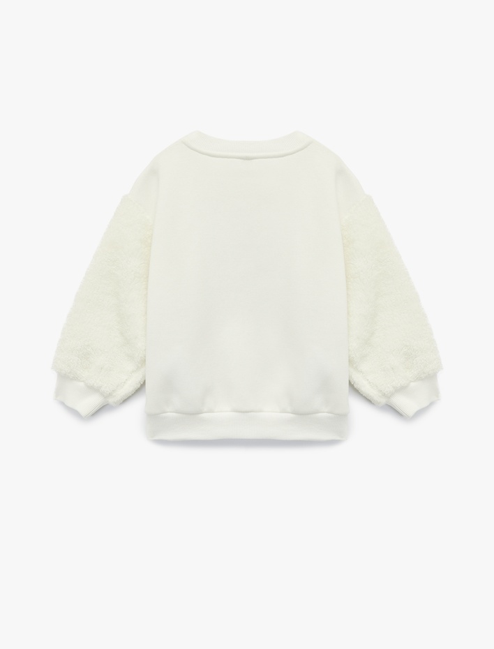 Kız Bebek Penguen Baskılı Uzun Kollu Bisiklet Yaka Pamuklu Sweatshirt