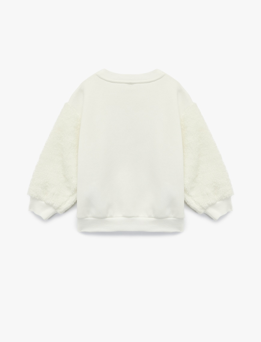  Kız Bebek Penguen Baskılı Uzun Kollu Bisiklet Yaka Pamuklu Sweatshirt
