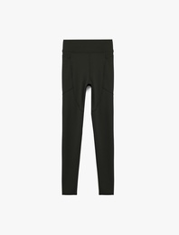 Yüksek Bel Cep Detaylı Slim Fit Spor Tayt