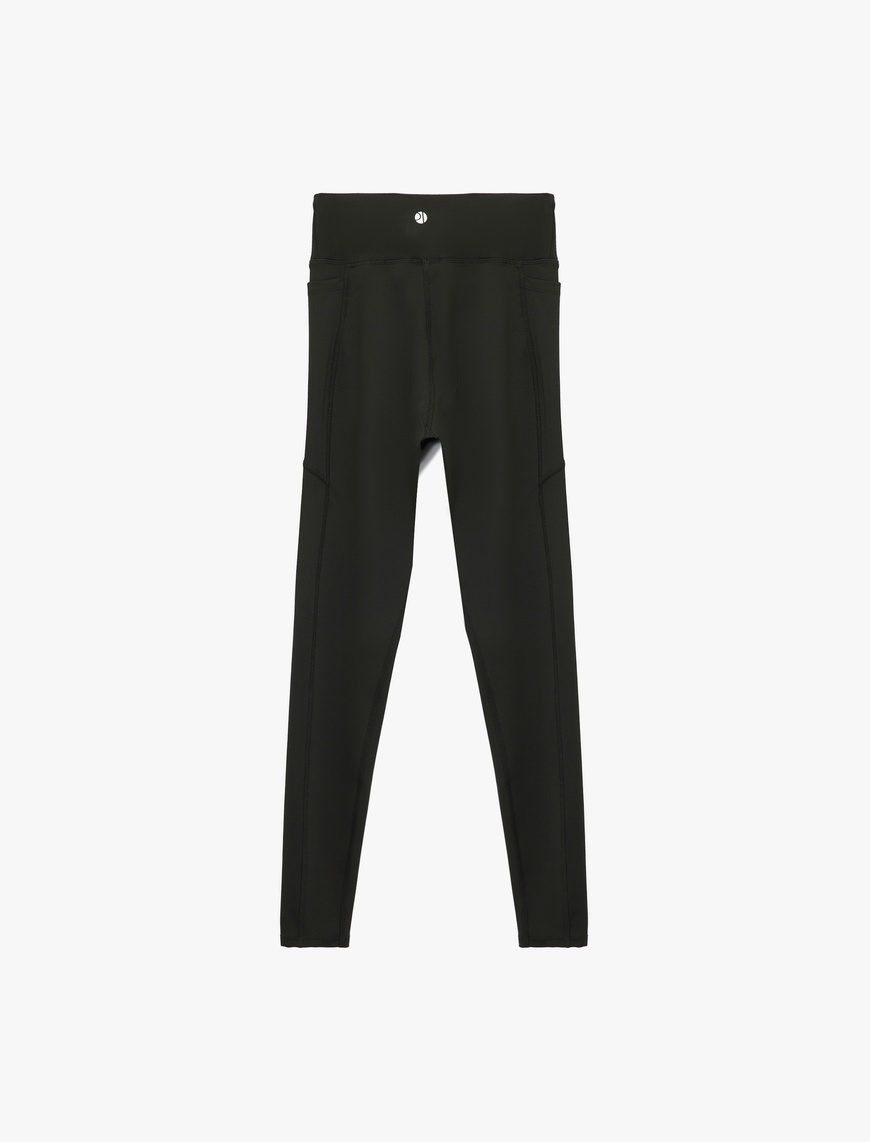   Yüksek Bel Cep Detaylı Slim Fit Spor Tayt