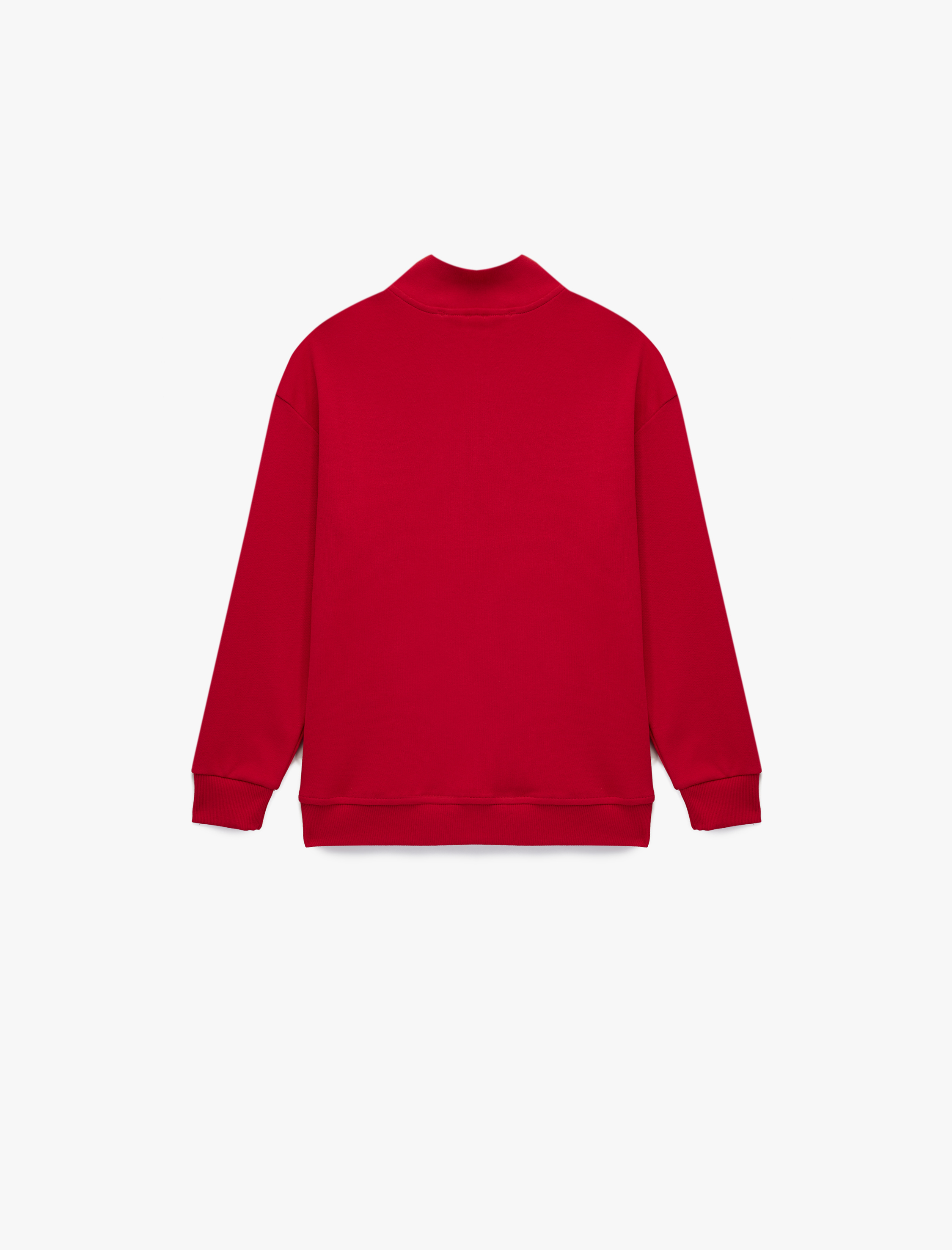  Erkek Çocuk Dik Yaka Yarım Fermuarlı Uzun Kollu Atatürk Nakışlı Pamuklu Sweatshirt