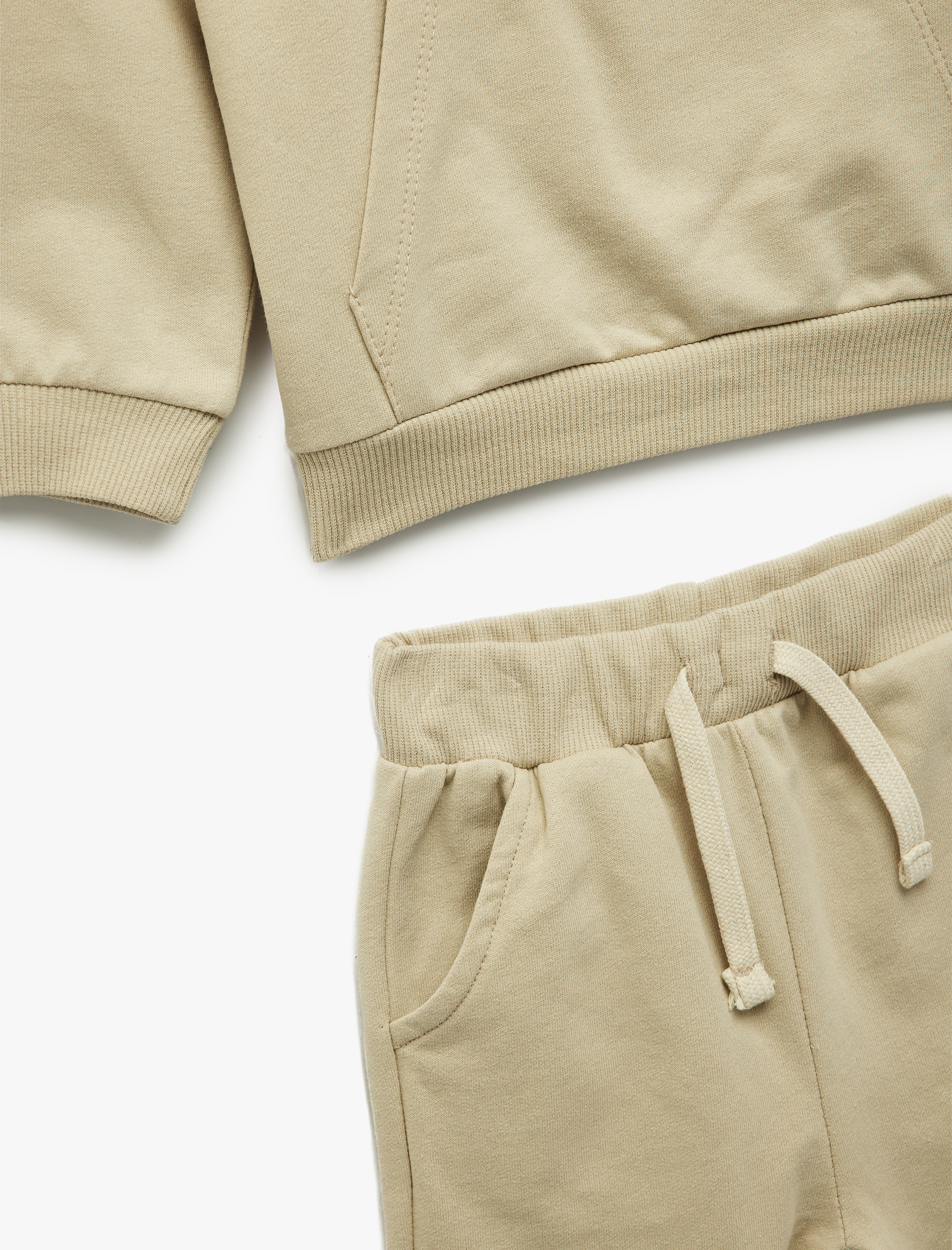  Erkek Bebek Dik Yaka Fermuar Detaylı Uzun Kollu Pamuklu Şardonlu Basic Eşofman Takımı