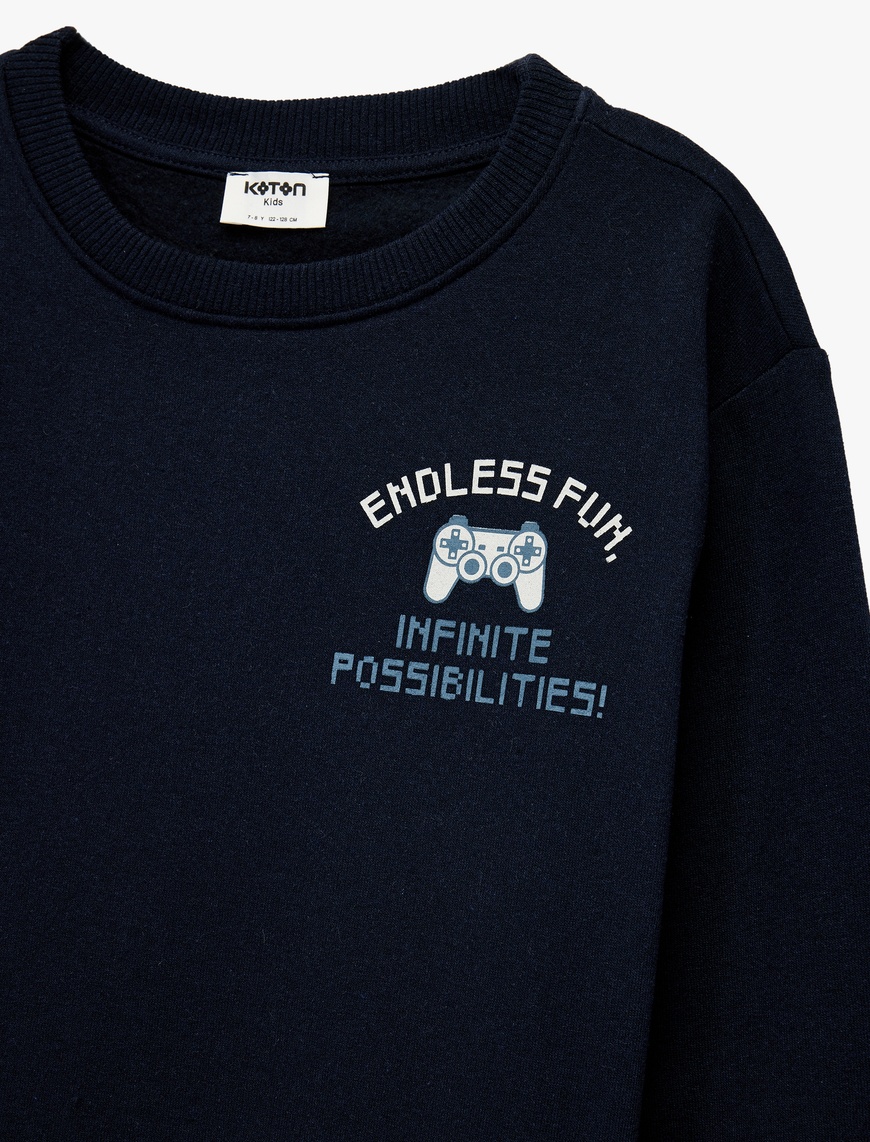  Erkek Çocuk Bisiklet Yaka Uzun Kollu Baskılı Sweatshirt