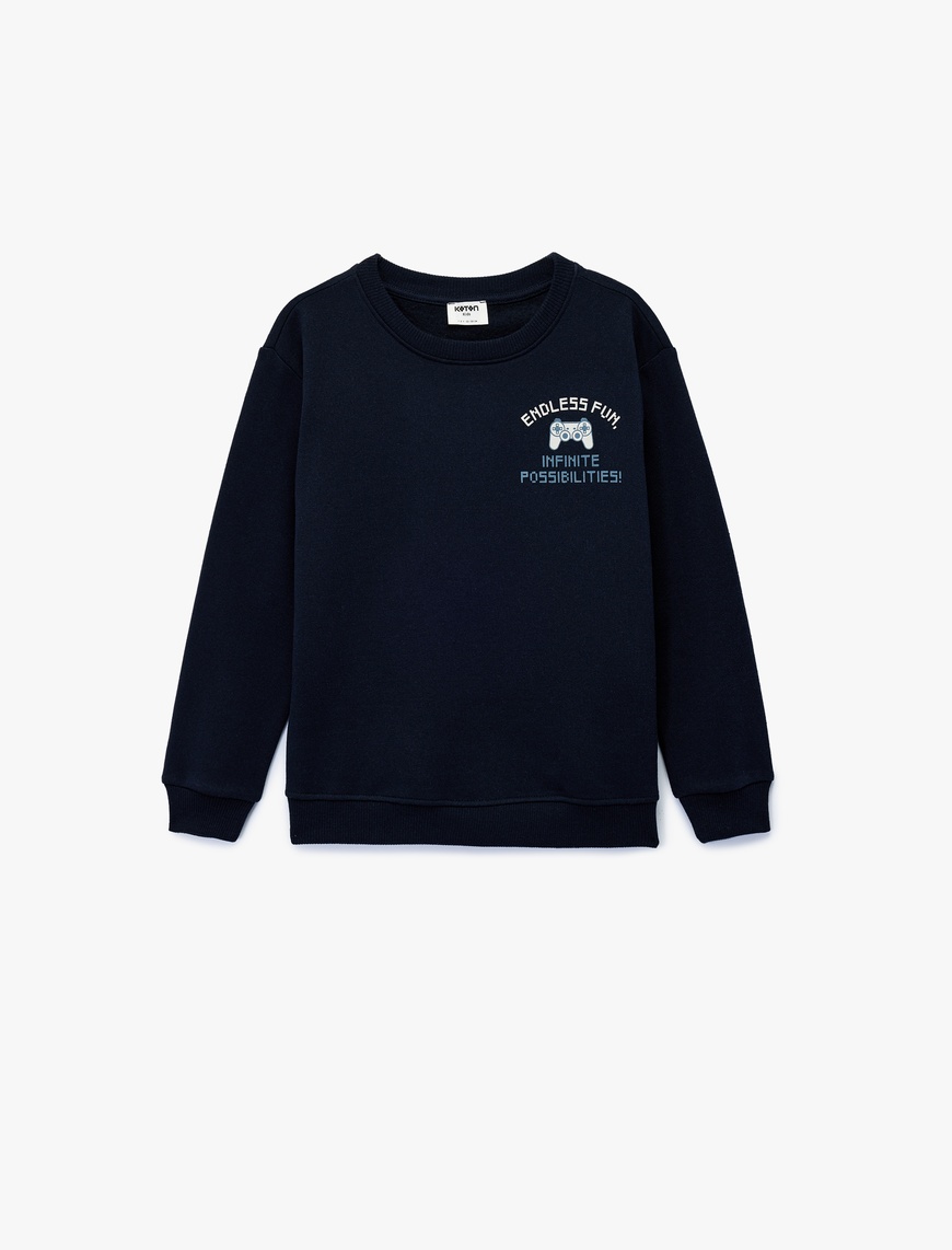  Erkek Çocuk Bisiklet Yaka Uzun Kollu Baskılı Sweatshirt