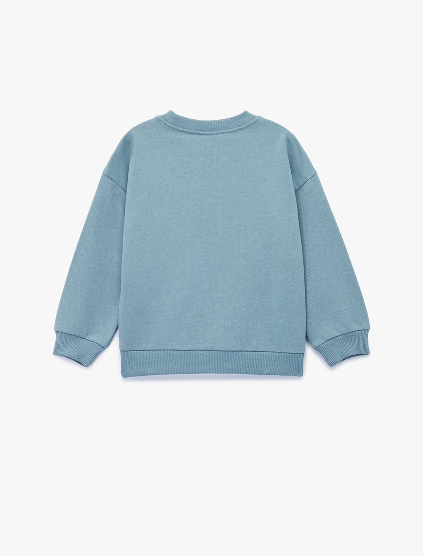 Erkek Bebek Pamuklu Uzun Kollu Bisiklet Yaka Kaplan Baskılı Oversize Sweatshirt