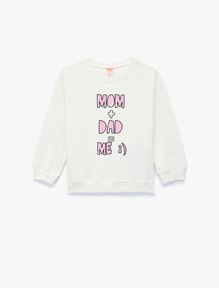 Kız Bebek Pamuklu Uzun Kollu Bisiklet Yaka Baskılı Sweatshirt