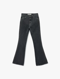 Yüksek Bel İspanyol Paça Dar Kesim Jean Pantolon - Flare Jeans