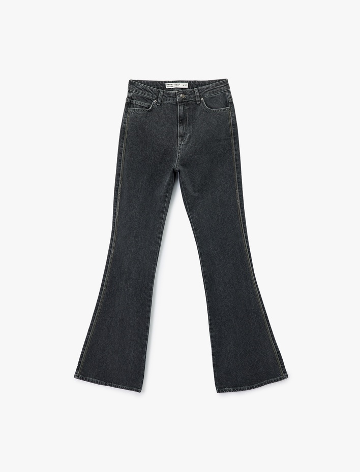  Yüksek Bel İspanyol Paça Dar Kesim Jean Pantolon - Flare Jeans