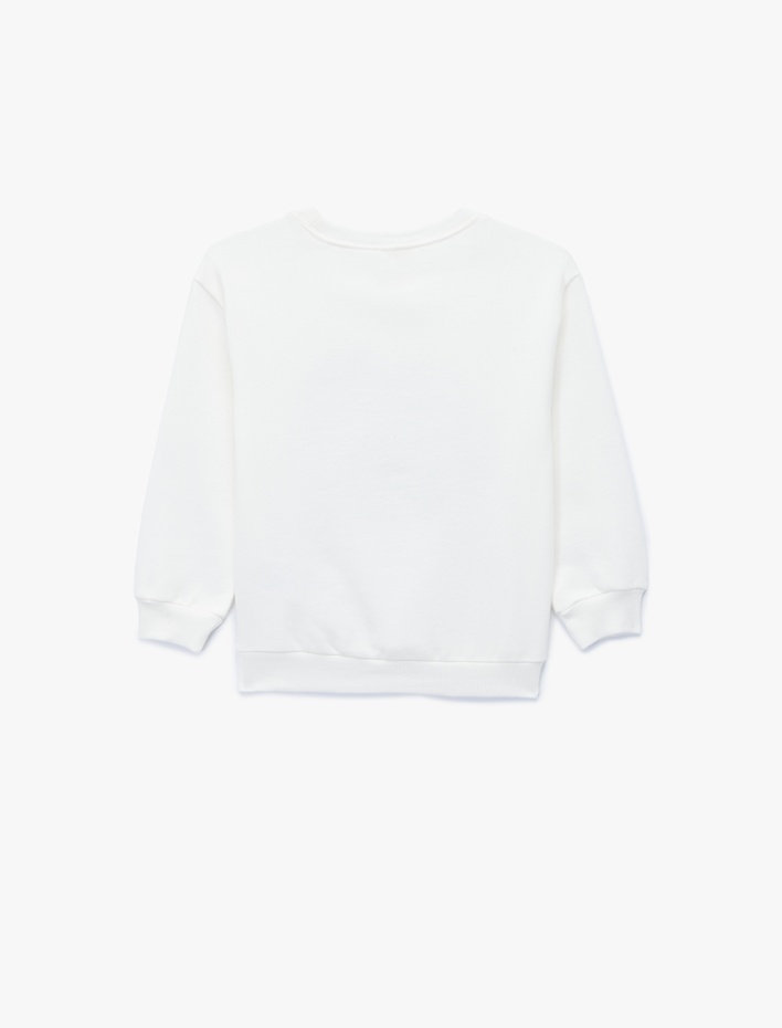 Erkek Bebek Pamuklu Uzun Kollu Bisiklet Yaka Baskılı Şardonlu Sweatshirt