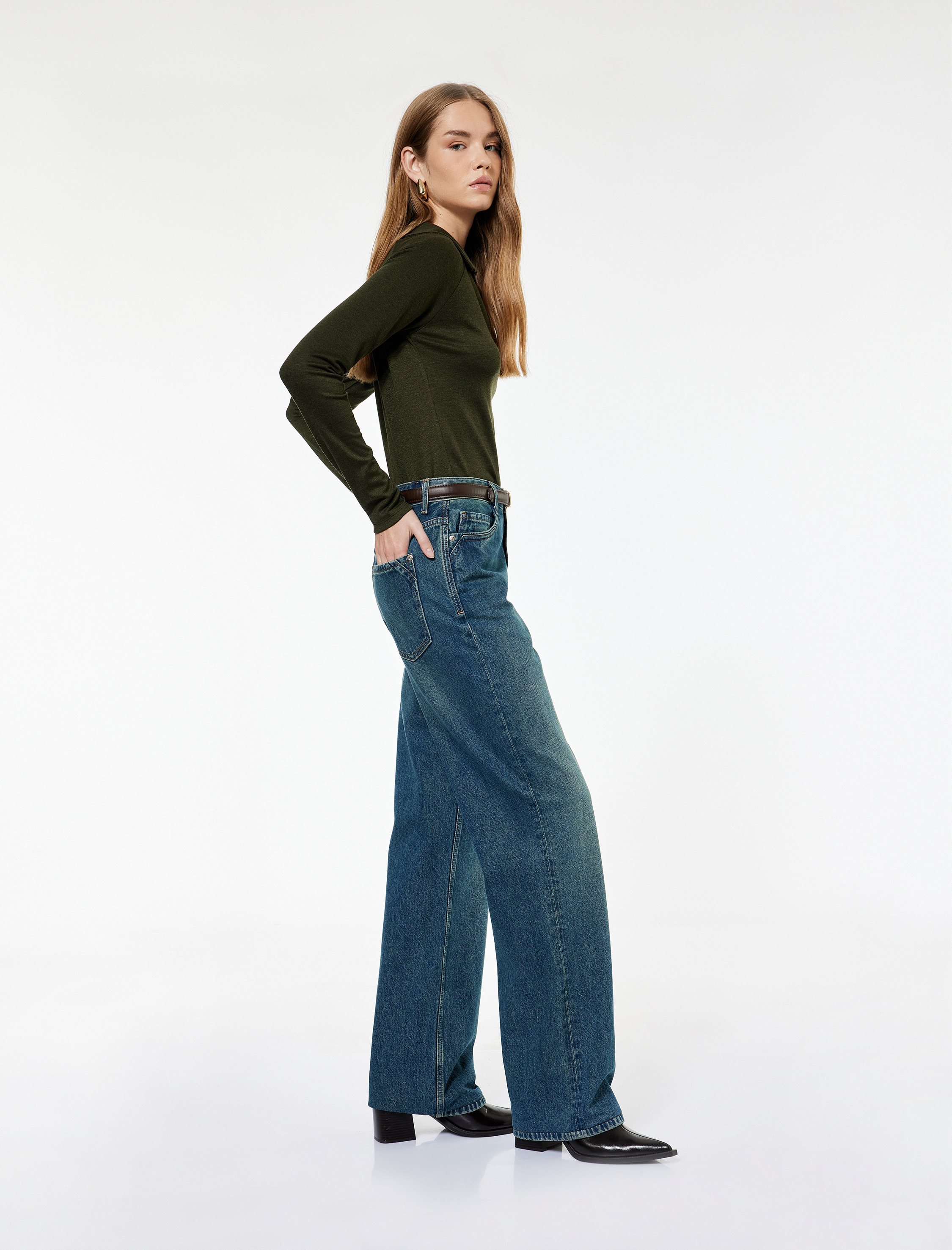 Koton X Sima Tarkan - Uzun Paça Straight Fit Jean Pantolon