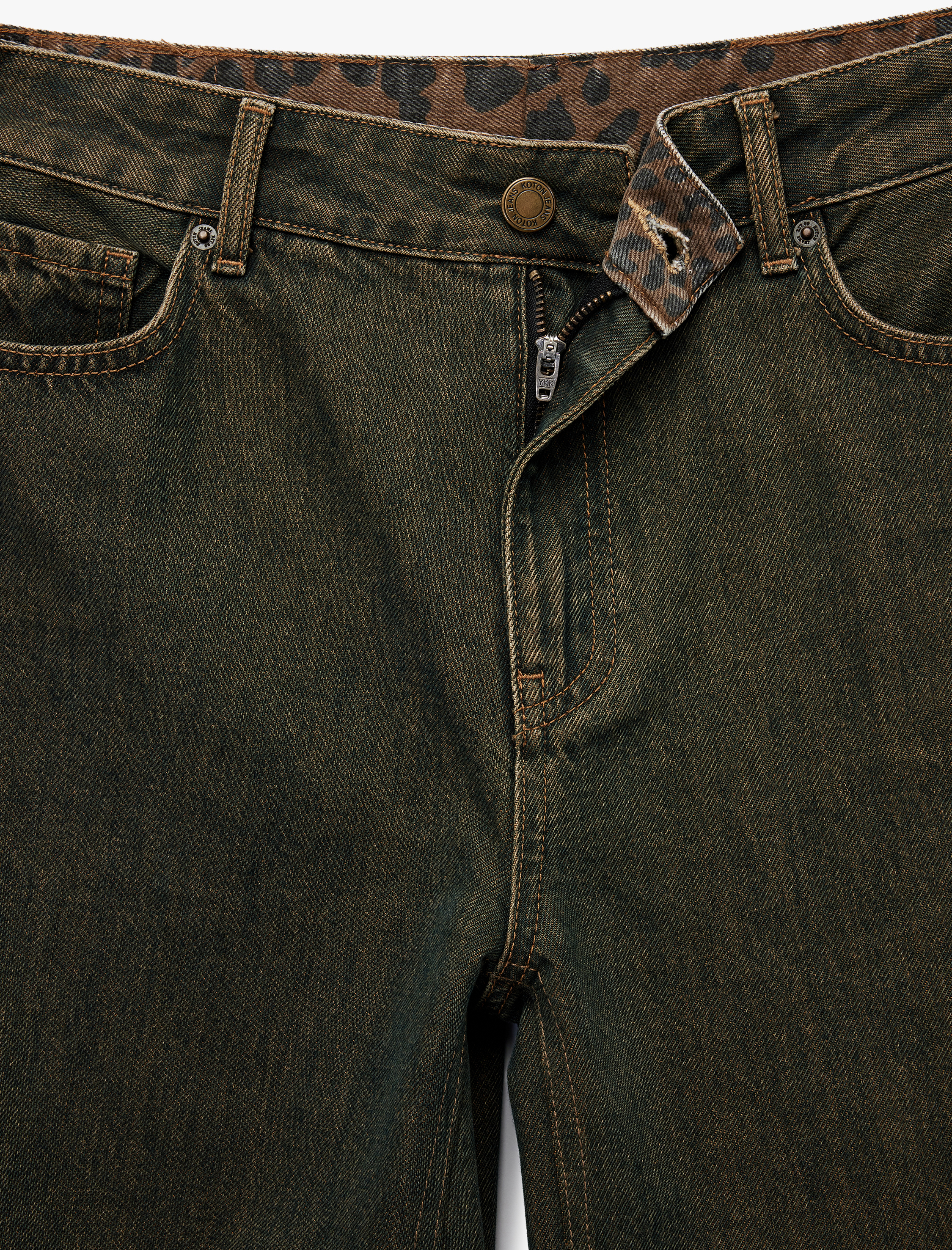 Koton X Sima Tarkan - Pamuklu Geniş Paça Yıkamalı Bol Kalıp Jean Pantolon - Loose Straight Fit Jean