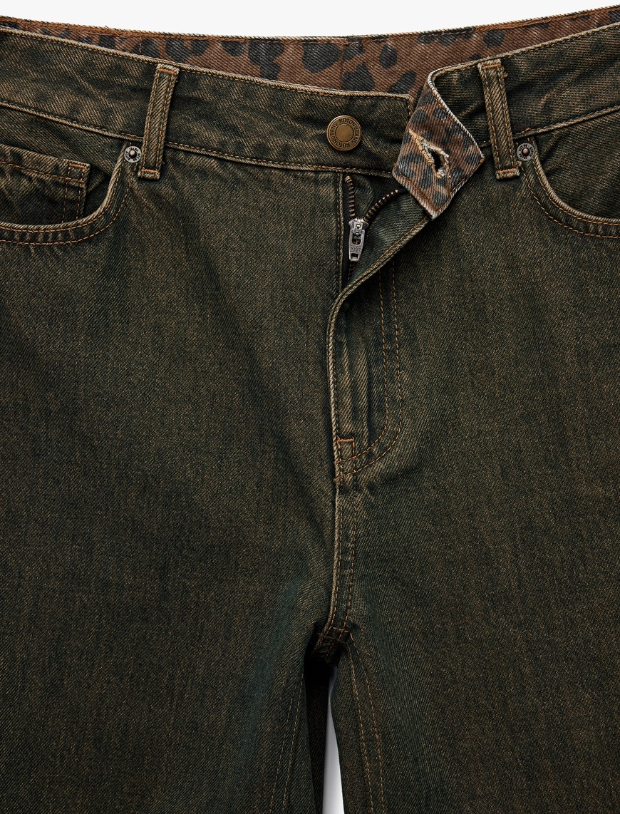   Koton X Sima Tarkan - Pamuklu Geniş Paça Yıkamalı Bol Kalıp Jean Pantolon - Loose Straight Fit Jean