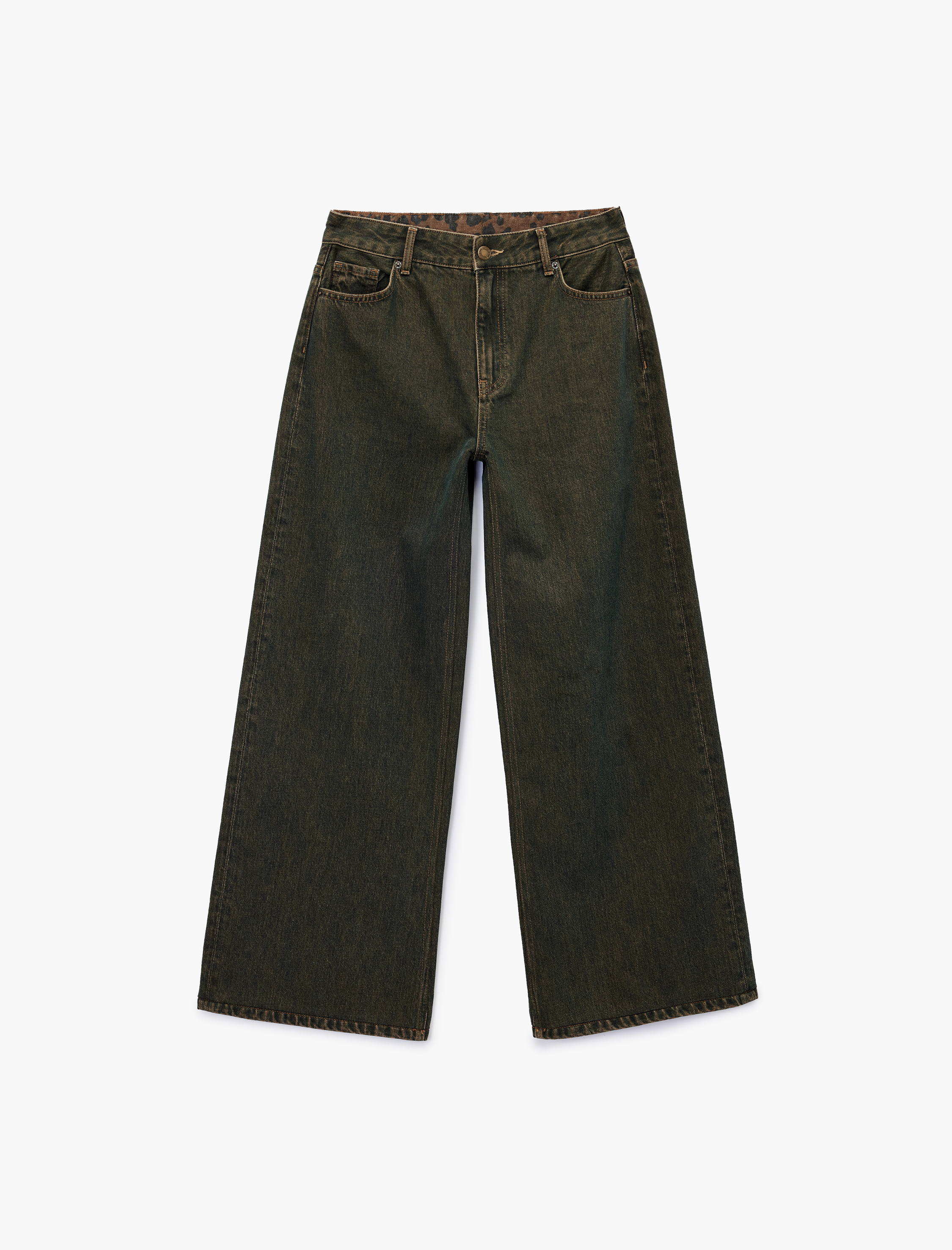 Koton X Sima Tarkan - Pamuklu Geniş Paça Yıkamalı Bol Kalıp Jean Pantolon - Loose Straight Fit Jean