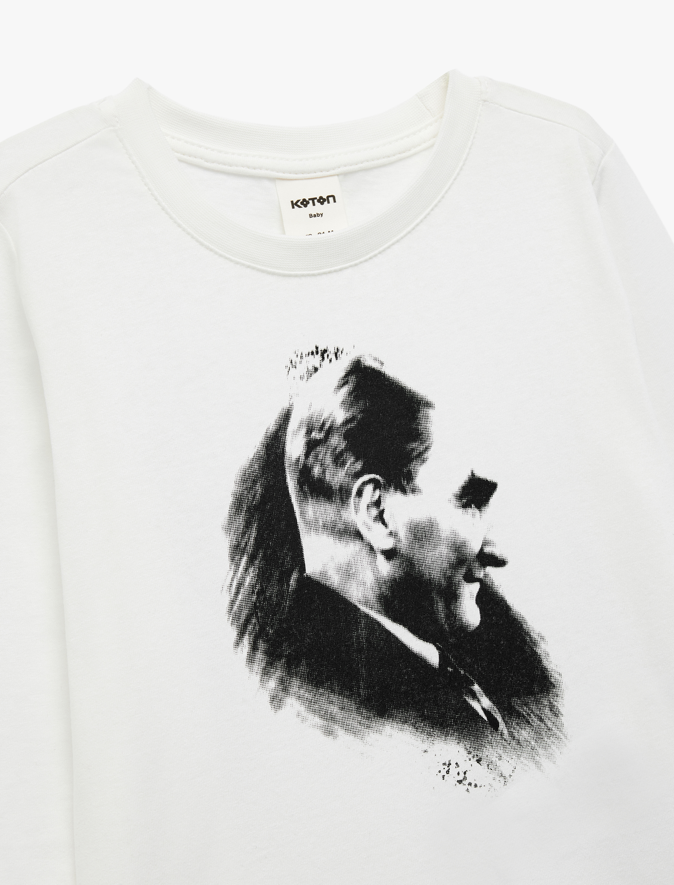  Erkek Bebek Pamuklu Uzun Kollu Bisiklet Yaka Atatürk Baskılı Tişört