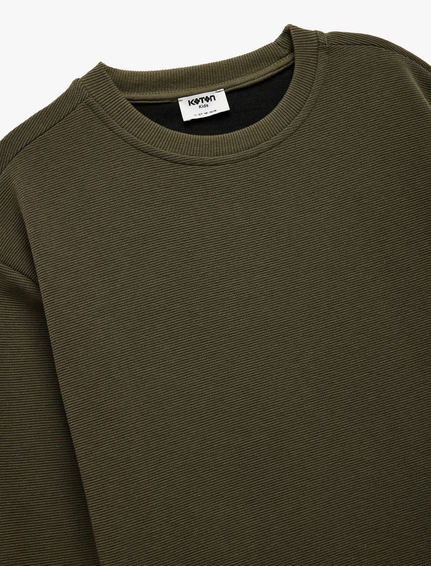  Erkek Çocuk Uzun Kollu Bisiklet Yaka Şardonlu Basic Sweatshirt