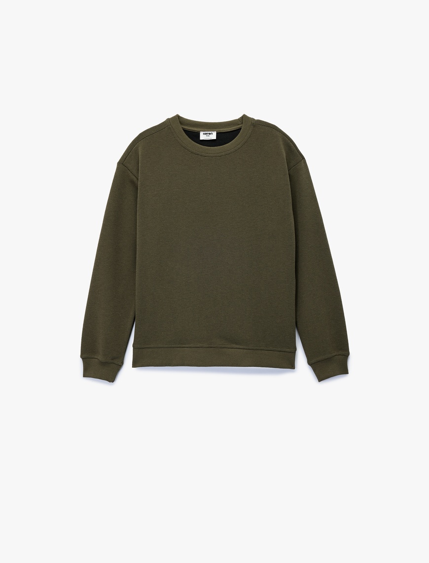  Erkek Çocuk Uzun Kollu Bisiklet Yaka Şardonlu Basic Sweatshirt