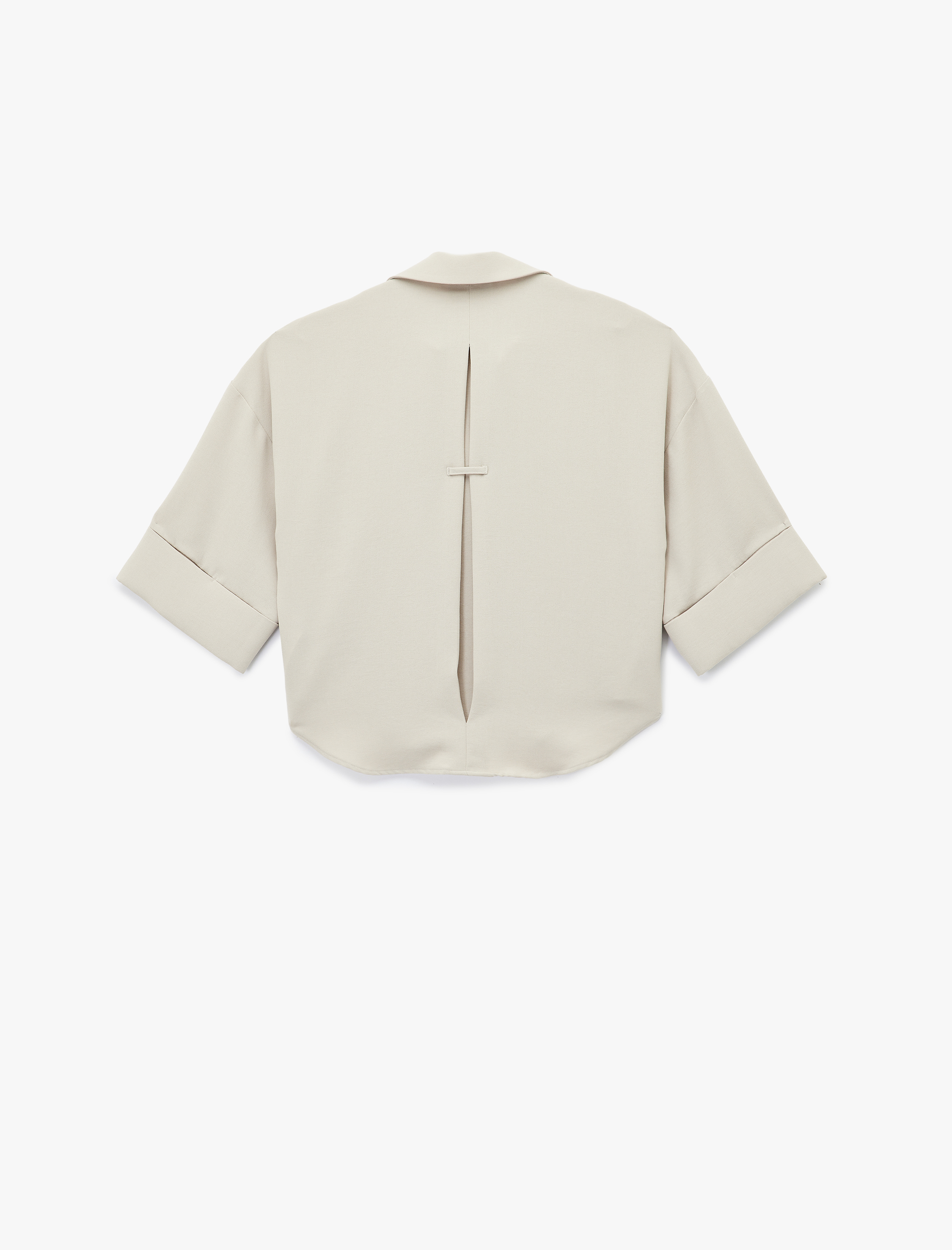   Krep Kumaş 3/4 Kollu Oversize Gömlek