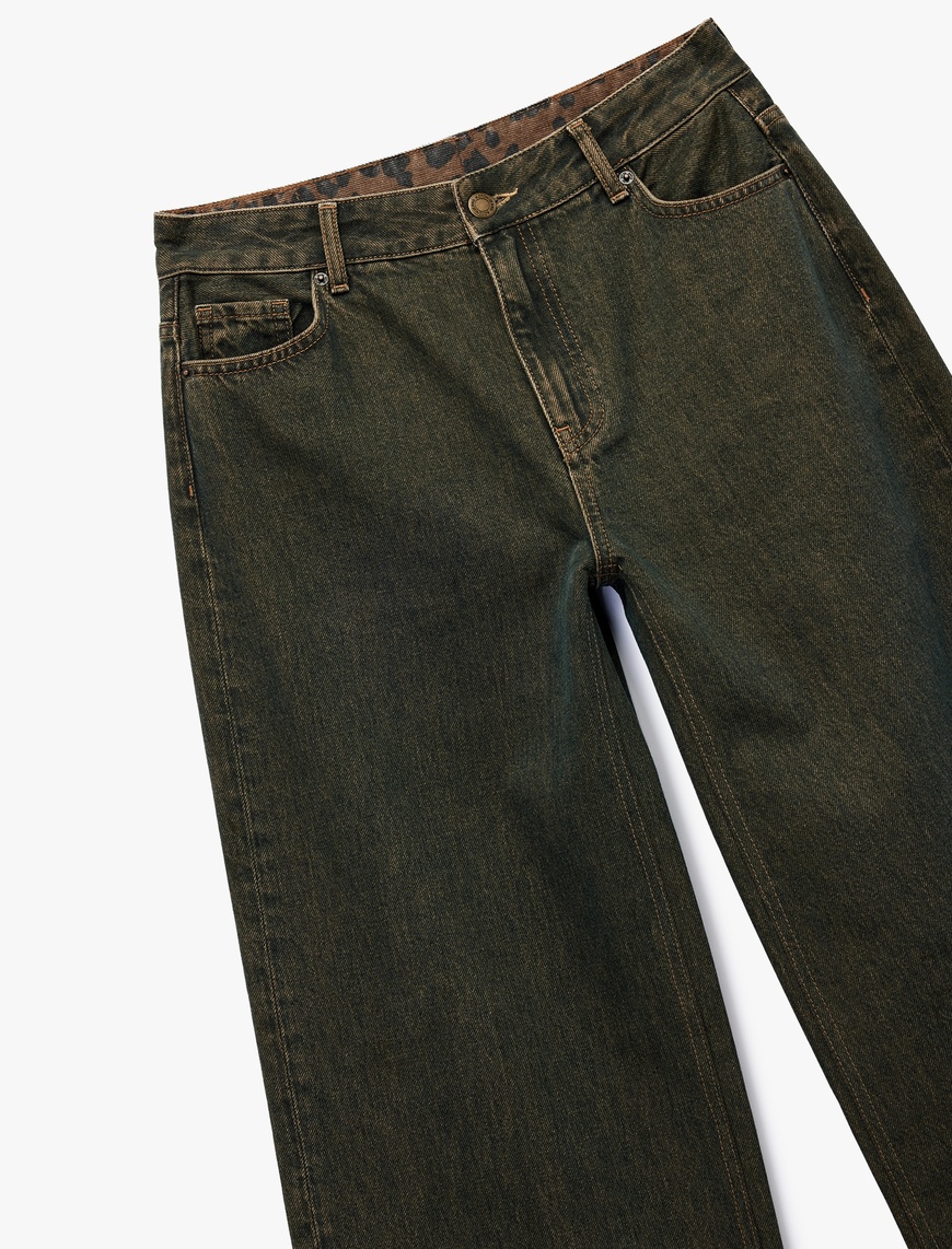   Koton X Sima Tarkan - Pamuklu Geniş Paça Yıkamalı Bol Kalıp Jean Pantolon - Loose Straight Fit Jean