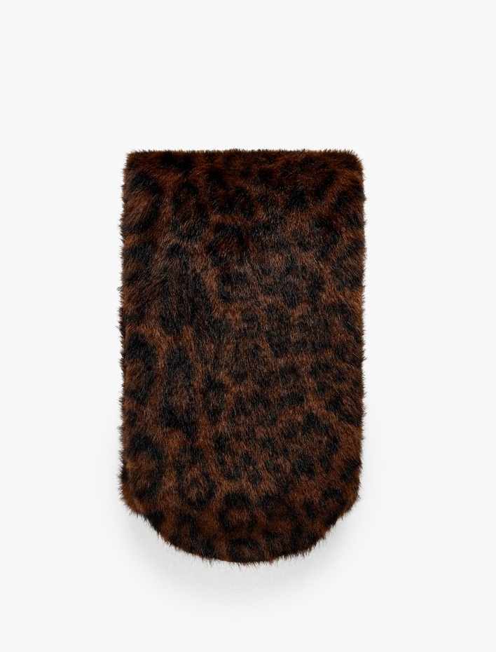 Kadın Leopar Desenli Suni Kürk Atkı - Koton X Melis Ağazat